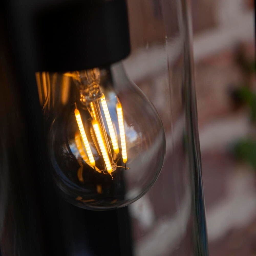 Flair solar wandlamp in mat zwart E27 IP44 met bewegingsmelder