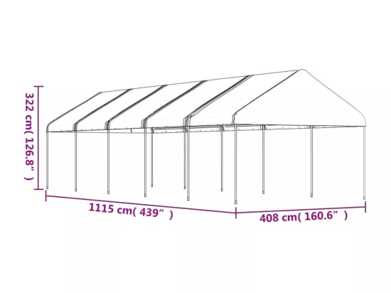 Belvédère avec toit blanc 11,15x4,08x3,22 m polyéthylène