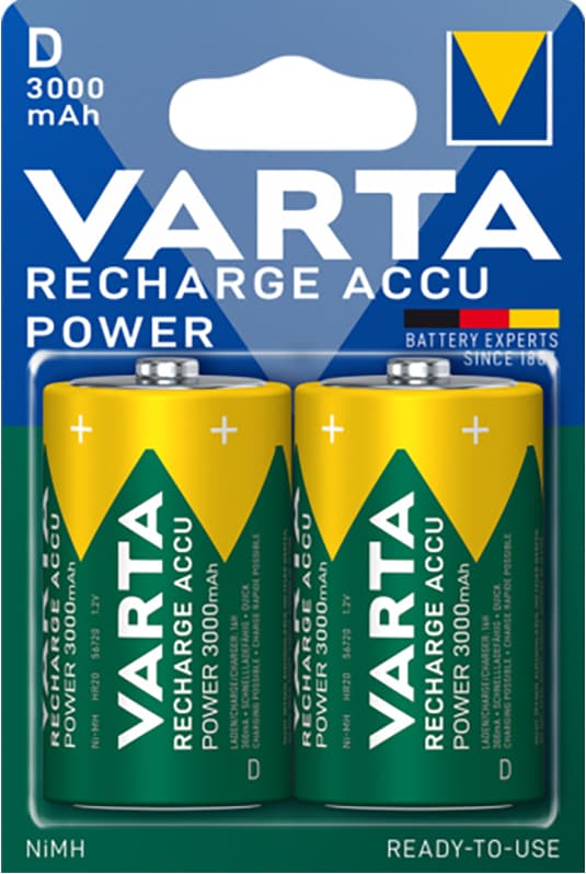Varta Power D 3000Mah-batteri (2 stk)
