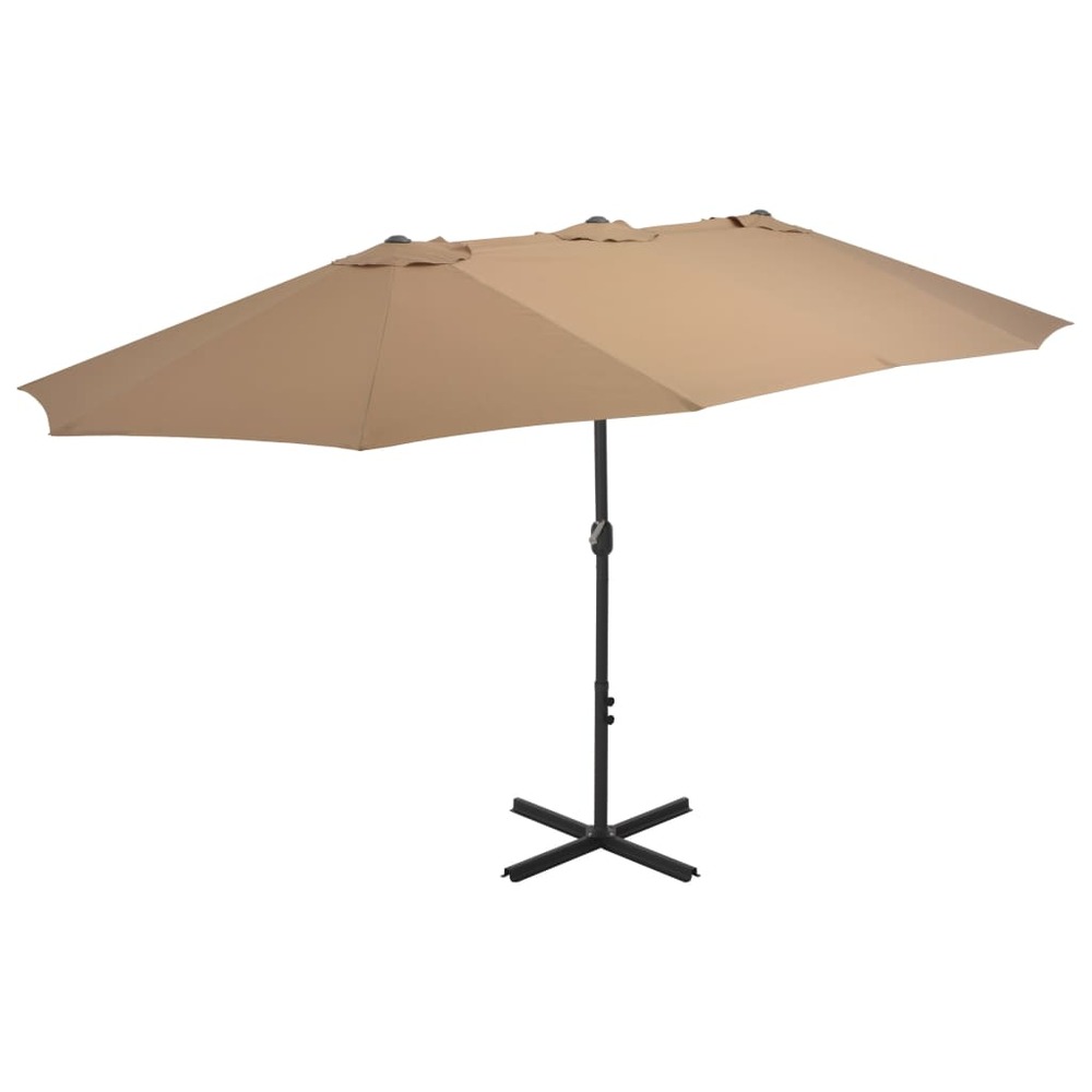 Parasol d'e x térieur et poteau en aluminium 460 x 270 cm taupe