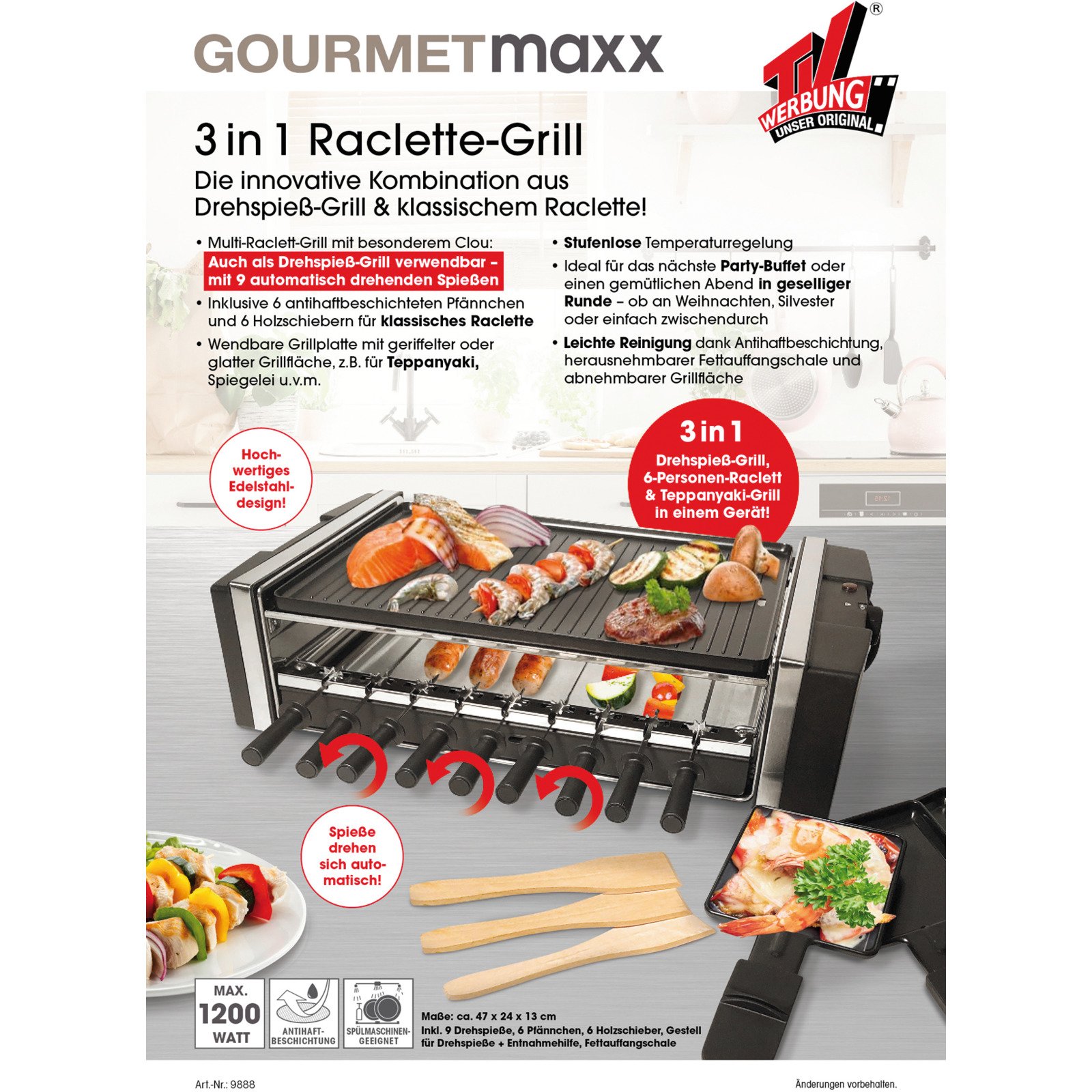 MAXXMEE Multi-Raclette-Grill 3in1 1200W