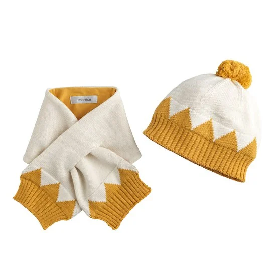 Bonnet + écharpe Safran et cie   Blanc/Jaune        de               Marèse