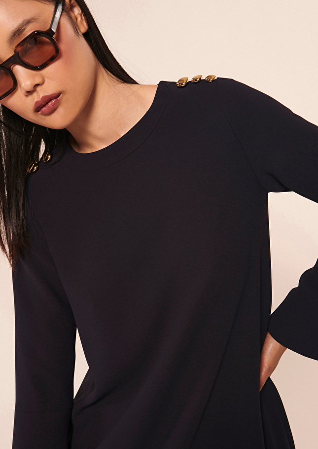 Robe Ruodanableu nuit en crêpe