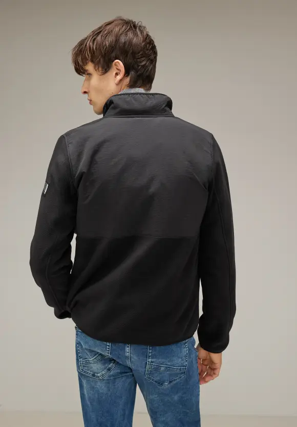 Fleecejacke im Materialmix - Black