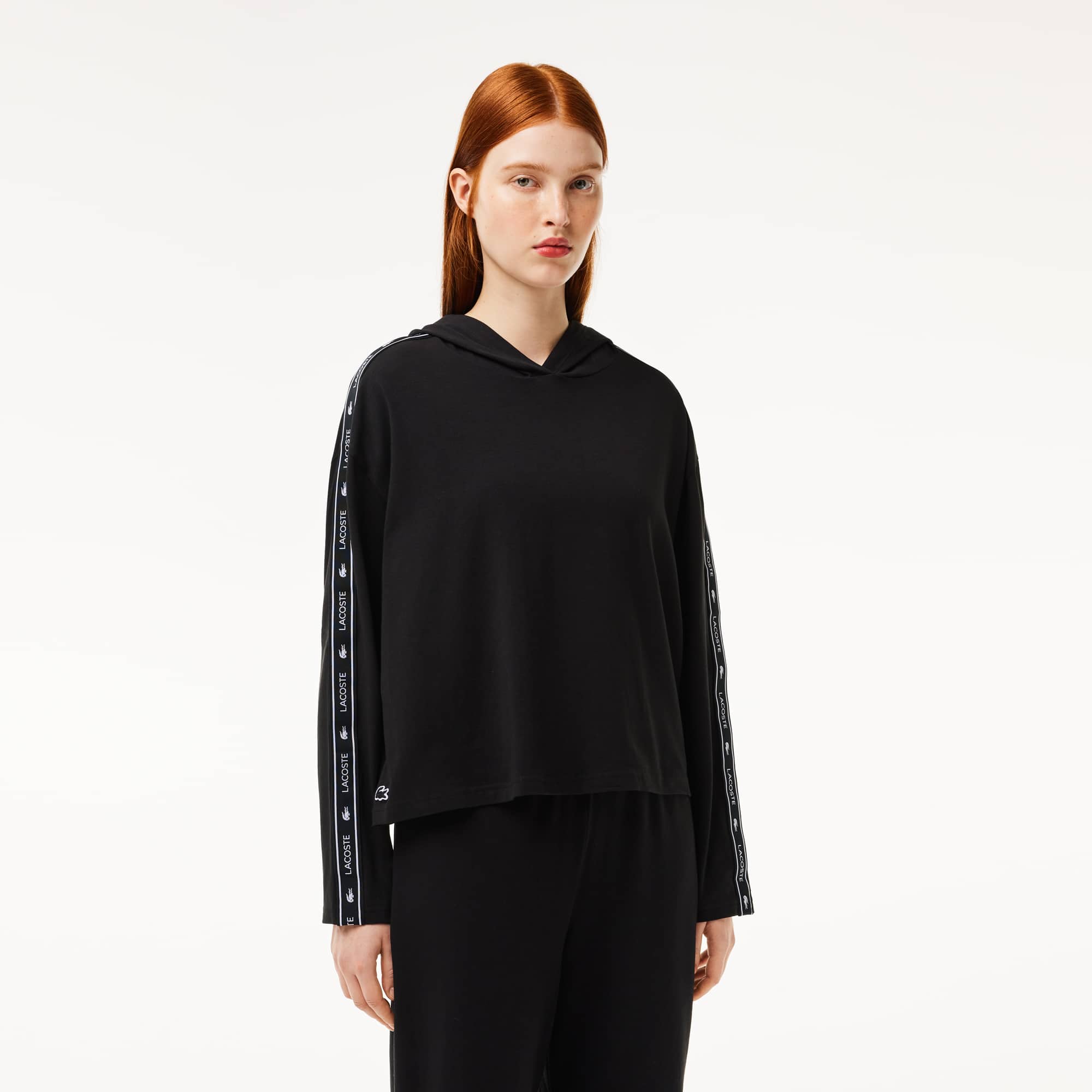 Sweatshirt d'intérieur à capuche en coton stretch Vêtements d’intérieur & de nuit - Noir - Lacoste - Femme