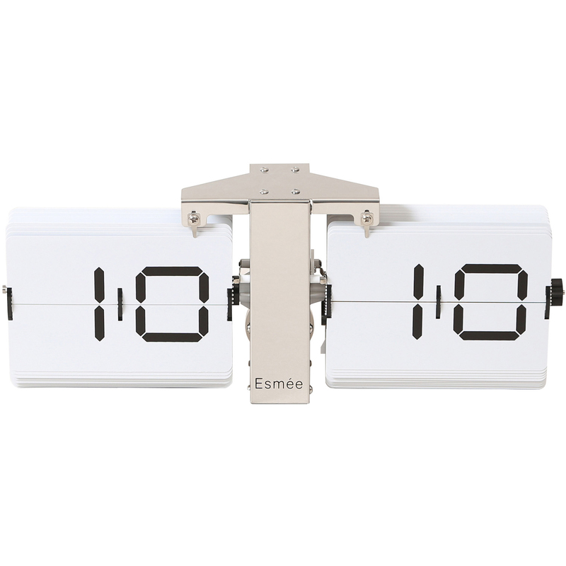 Esmée Wanduhr Flip Clock, silber/weiss