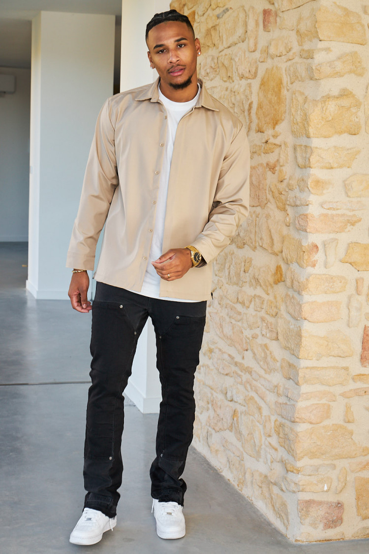 Chemise beige large texturée