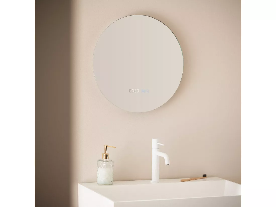 Miroir Salle de Bain avec Éclairage LED Anti-buée Volpe Ø45cm Sélectionnable (chaud-neutre-froid)
