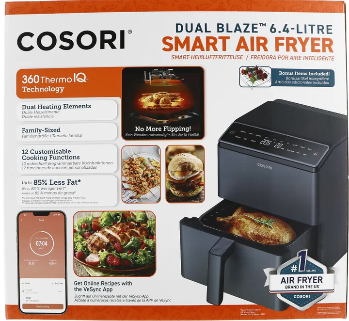 Cosori Dual Blaze Smart Air Fryer Mørkegrå - 6,4 Liter