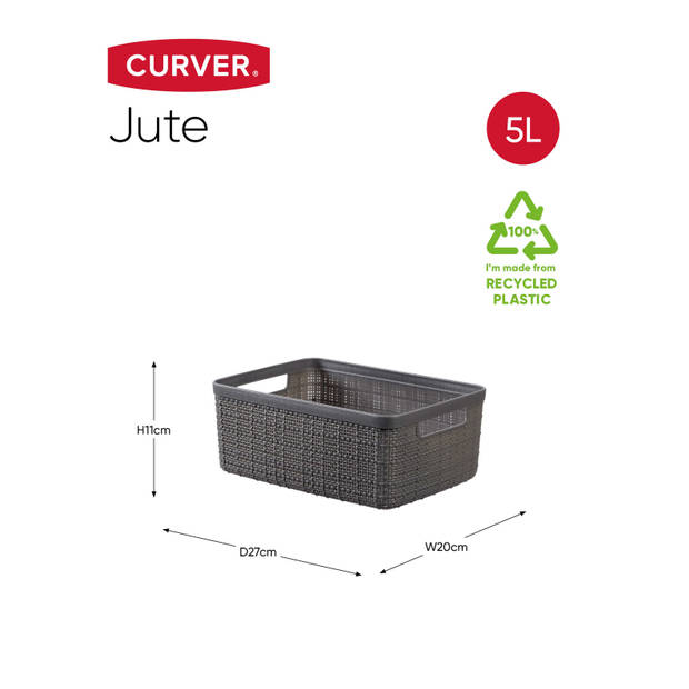 Curver Jute Mandje - S 5L - Donkergrijs