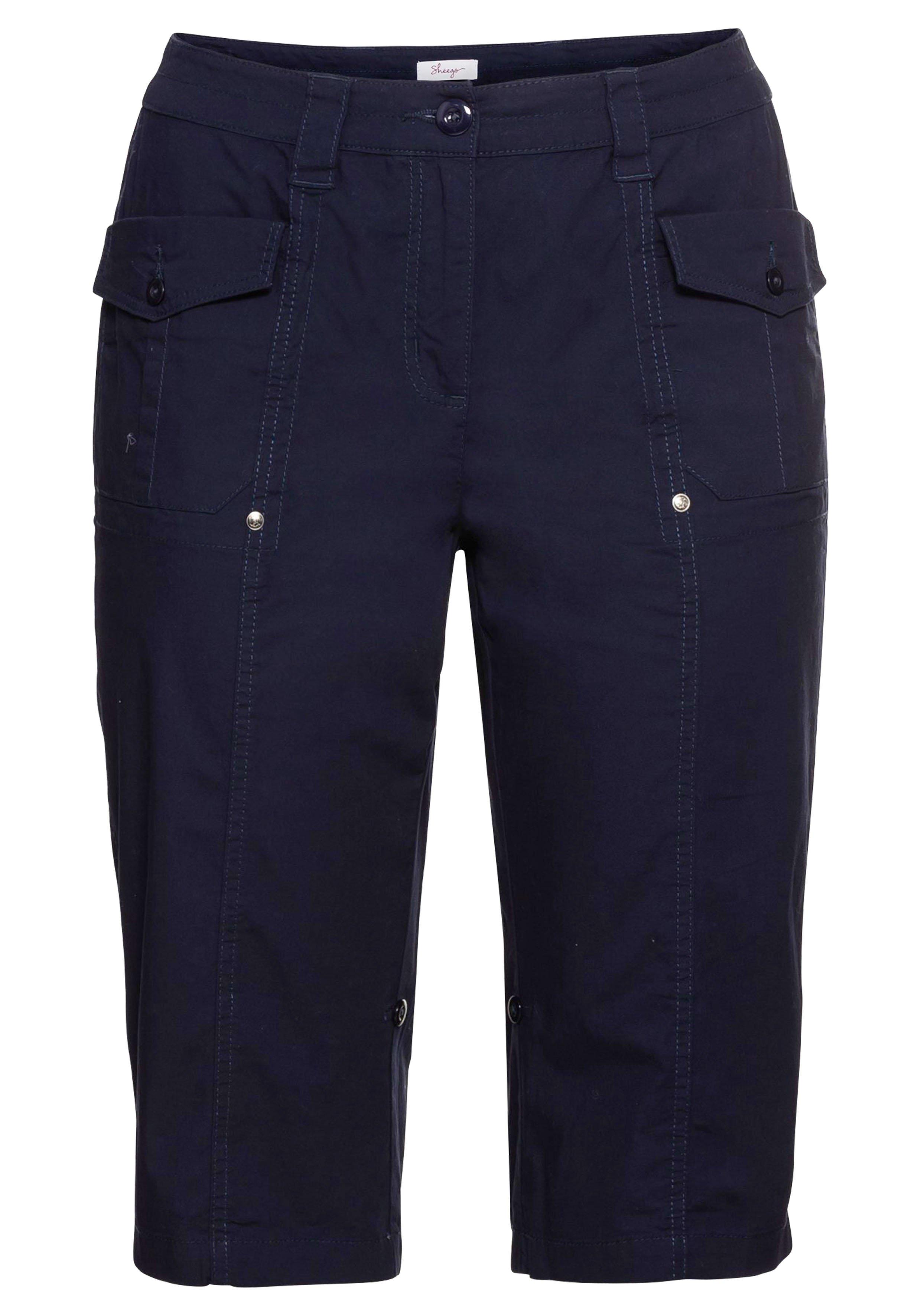 Stretch-Bermudas mit aufgesetzten Taschen und Patten