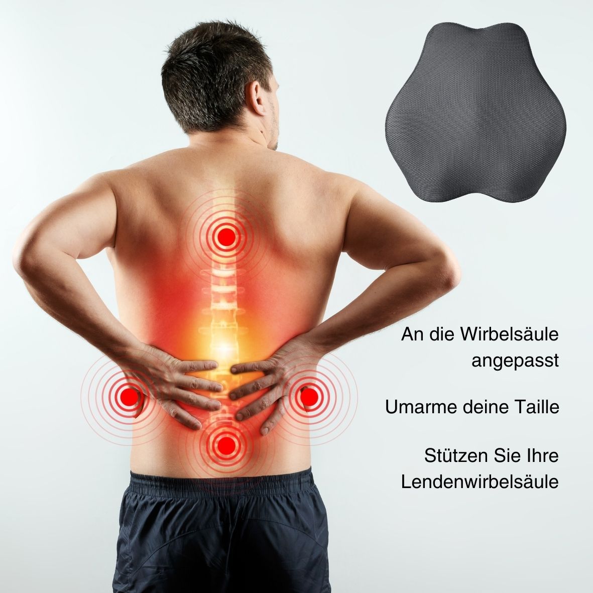 INPHYSIO Ergonomisches Lendenstützkissen, Verstellbare Gurte