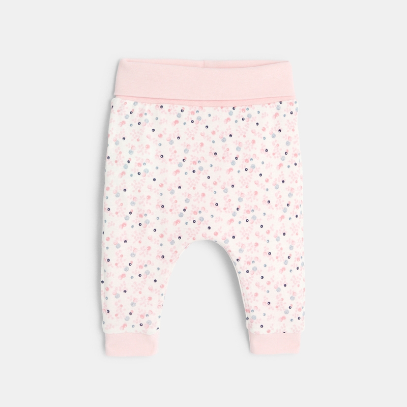 Pantalon réversible en jersey rose naissance