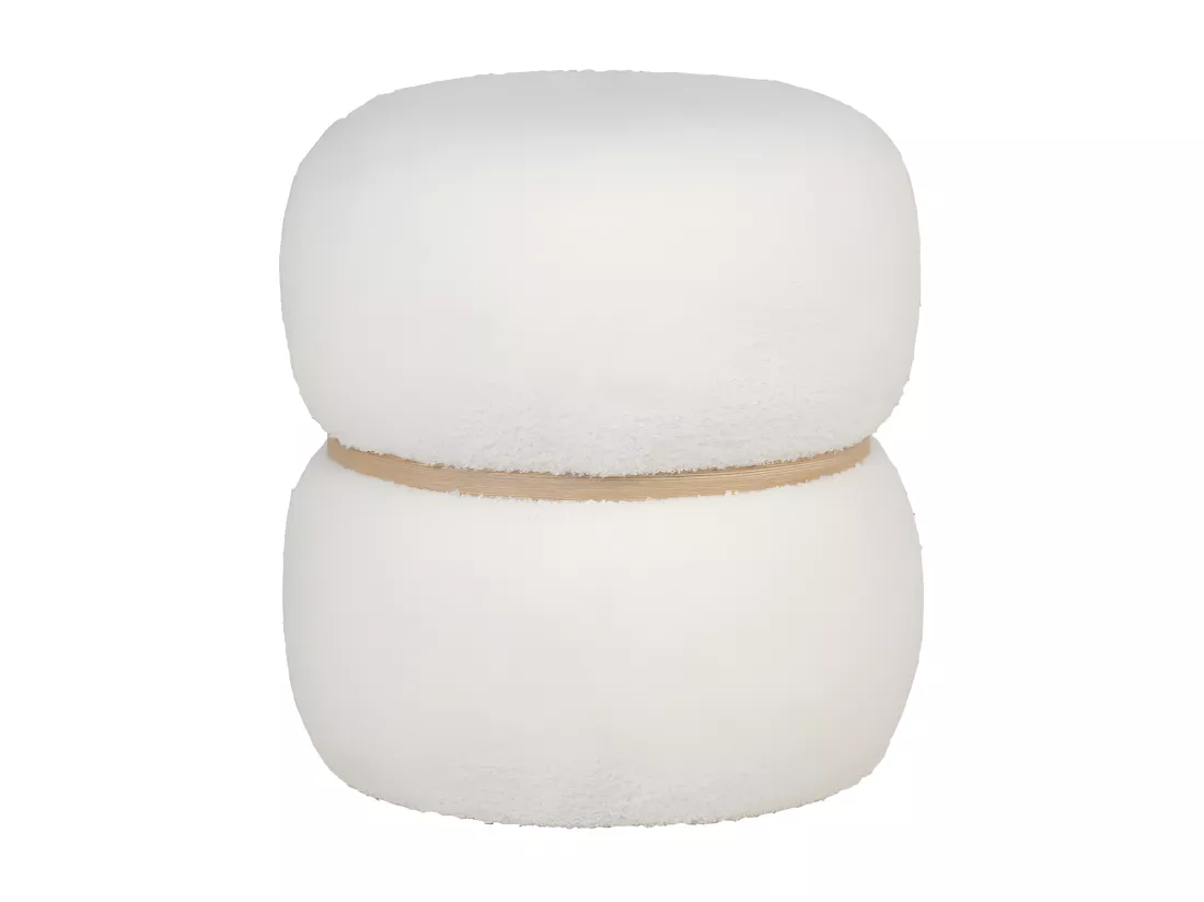 Milford - Pouf rond en tissu bouclette ø38cm : Couleur - Blanc