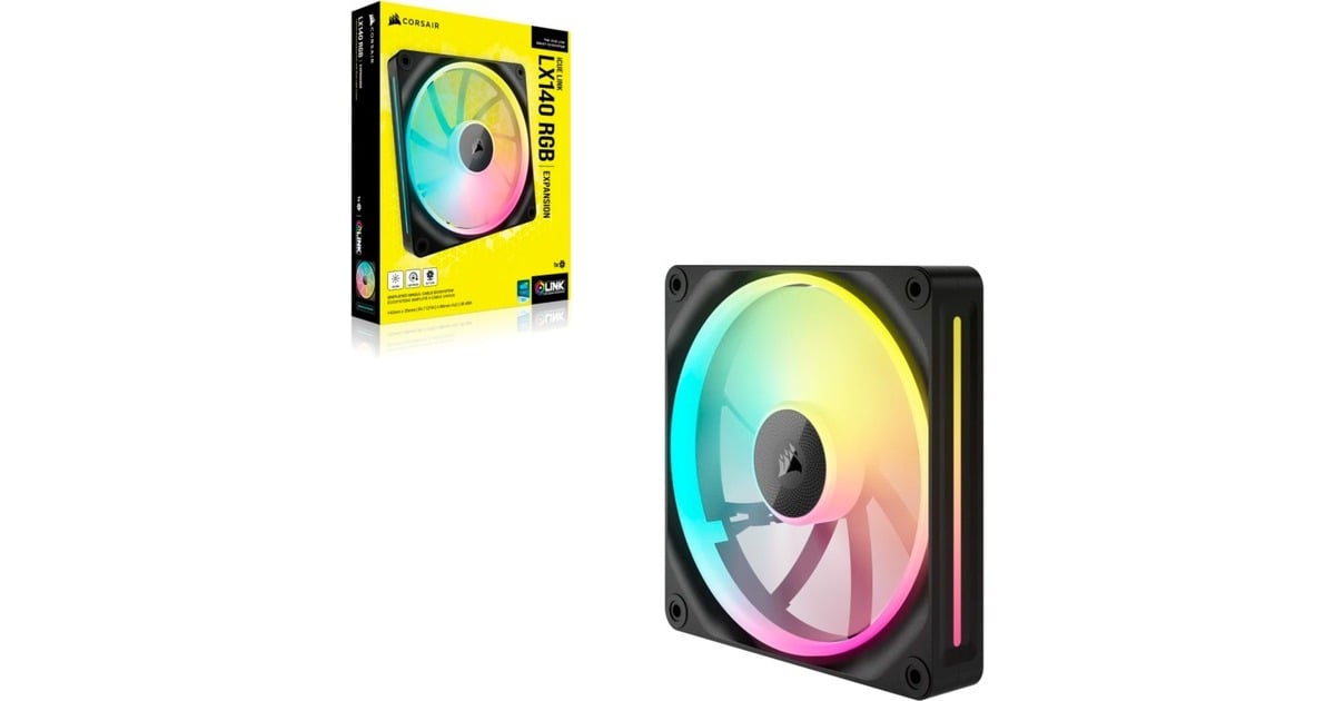 CorsairiCUE LINK LX140 RGB case fan  (Zwart, 140 x 140 x 25 mm, PWM)