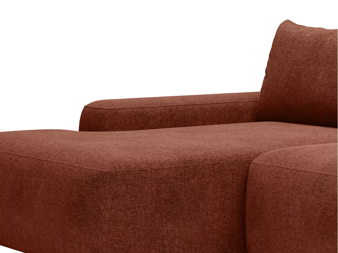 Canapé d'angle gauche convertible en tissu texturé terracotta DAVISO