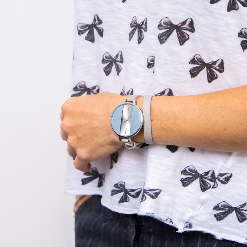 Coffret montre Femme M. JOHN bracelet Cuir Gris