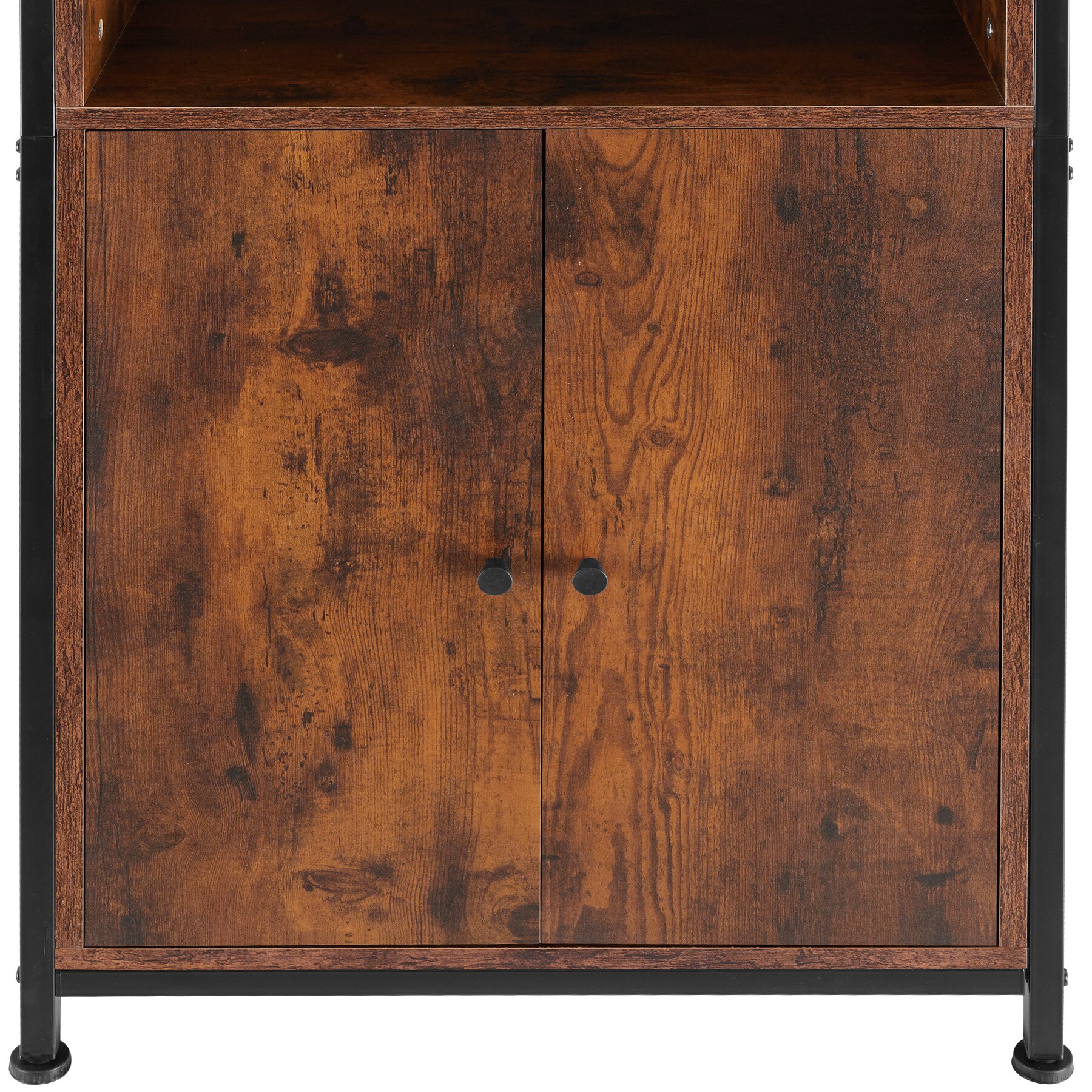 tectake® Highboard, Industrial Style, 2 offene Fächer mit Deckplatte, mit höhenverstellbaren Füßen, 60 x 38 x 125 cm