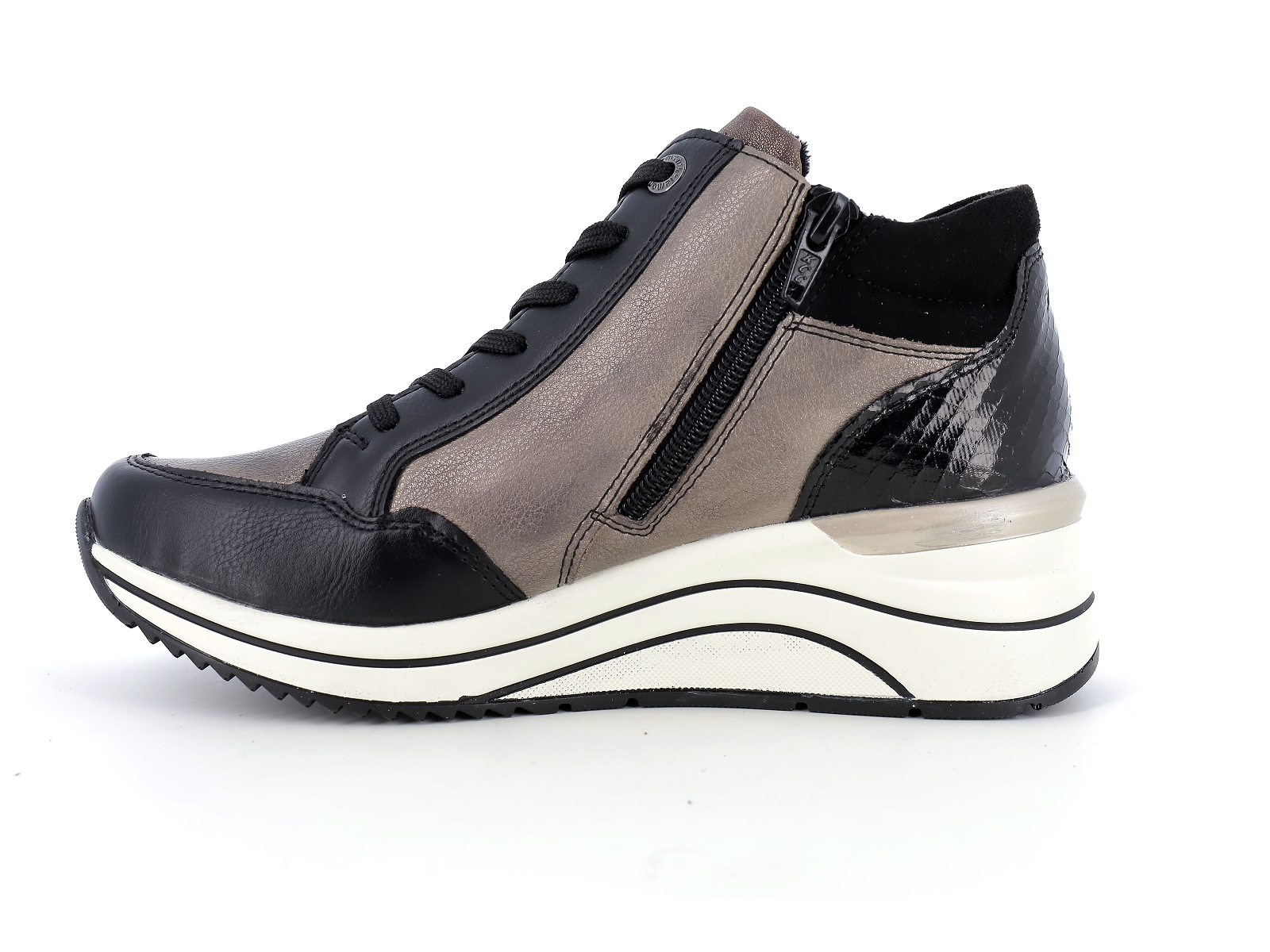 Remonte-D0T70 Matières combinées Noir Gris