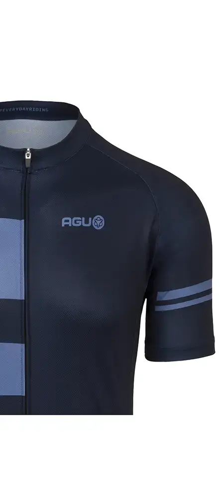 AGU Stripes Essential Fietsshirt Korte Mouwen Donkerblauw Heren