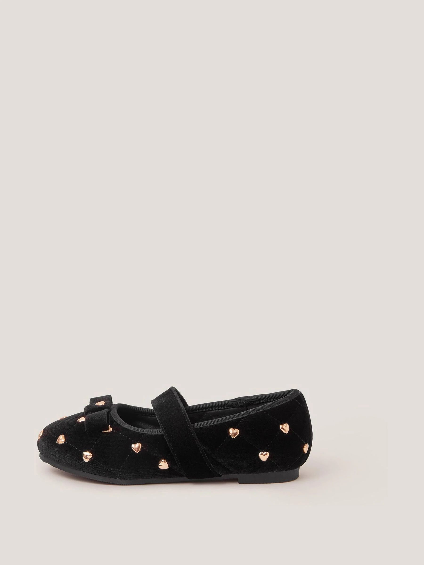 Monsoon Heart Stud Velvet Ballet Flats