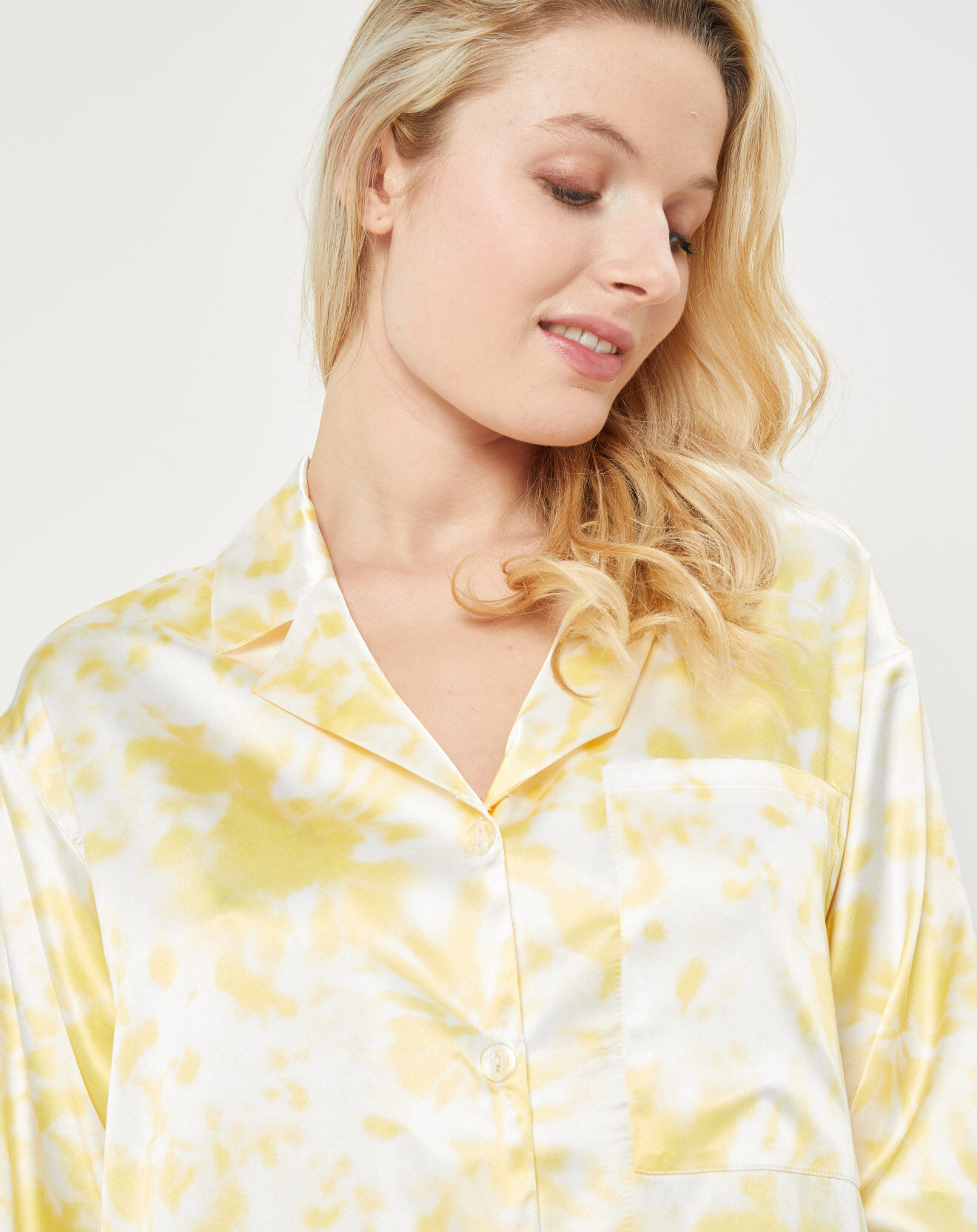 Quartier Latin Pyjama satiné Mathilde Tie and Dye jaune/blanc
