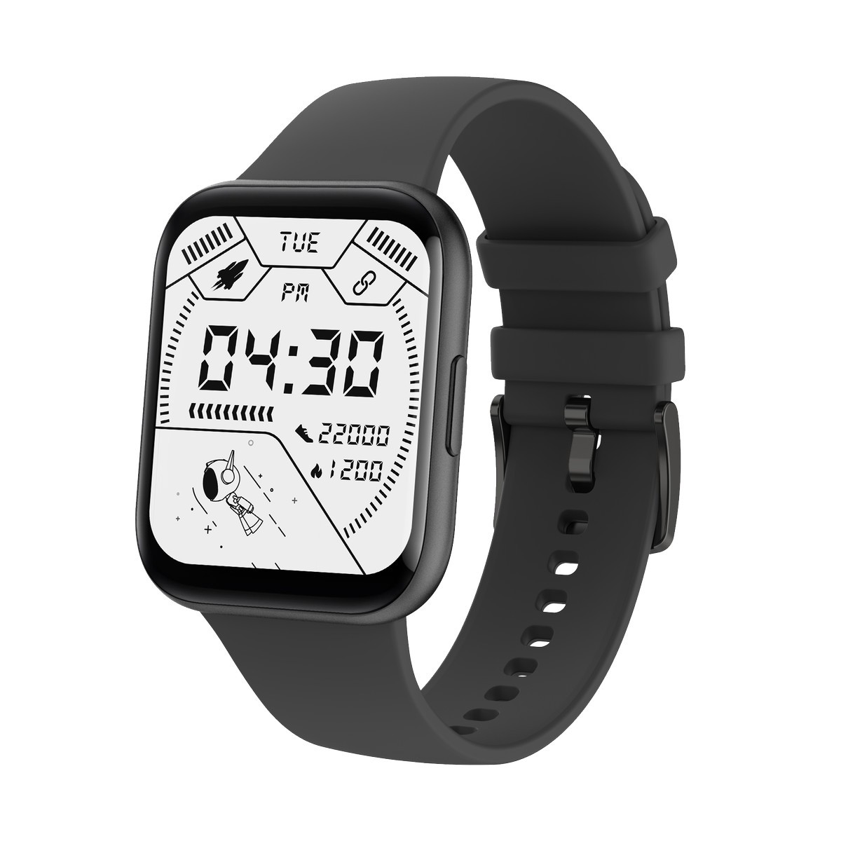 Montre SMARTY 2.0 trendy mixte connecté métal bracelet silicone noir