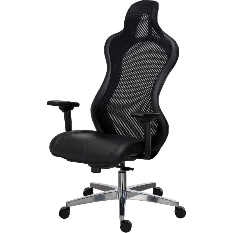Fauteuil de bureau gamer LEWIS simili cuir- avec accoudoirs et appui-tête- Réglage profondeur d'assise- Mécanisme Synchone -Pieds aluminium