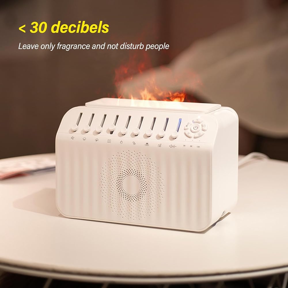 Topyond Diffuseur d'Huile Essentielle,D'huiles Essentielles Bluetooth Bruit Blanc, Humidificateur D'aromathérapie Sommeil Tranquille Contrle de la Musique sans Fil pour Chambre à Coucher Bureau : Hygiène et Santé