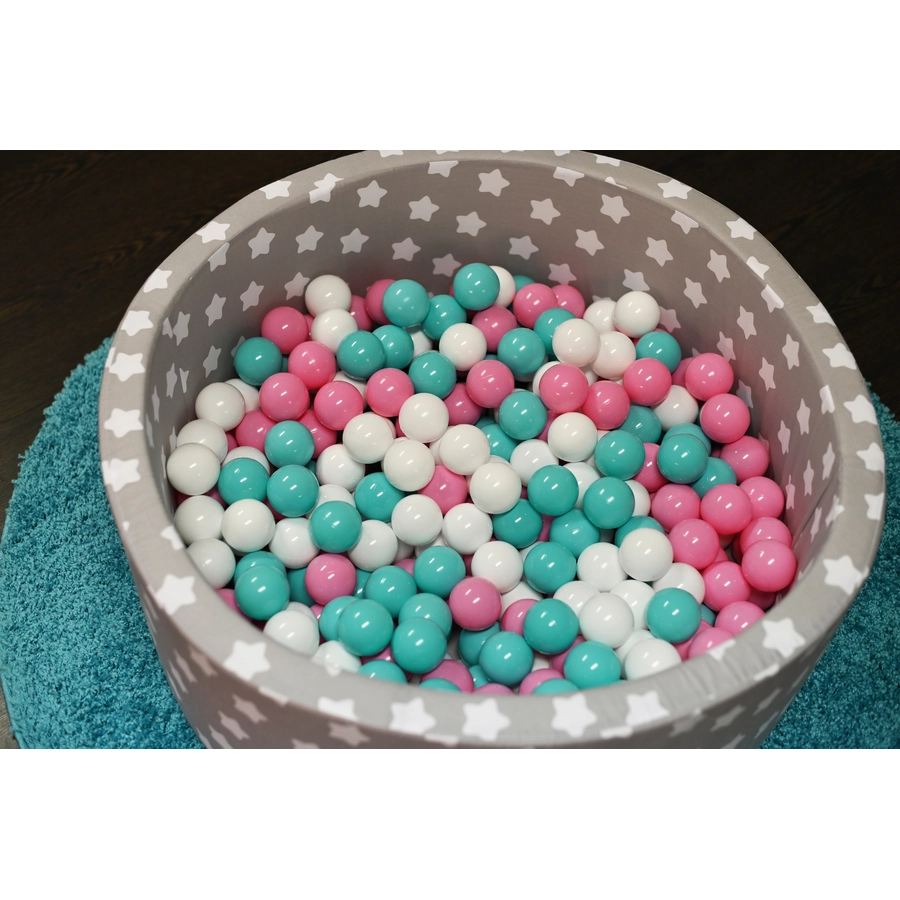 knorr toys® Bällebad soft - Grey white stars - 300 balls rosecremelightblue grau