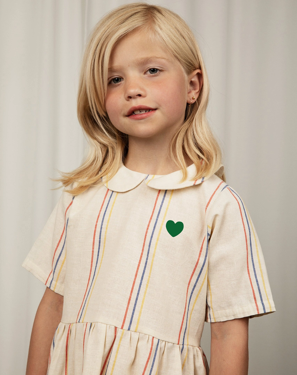Kurzarm-Kleid STRIPES in offwhite