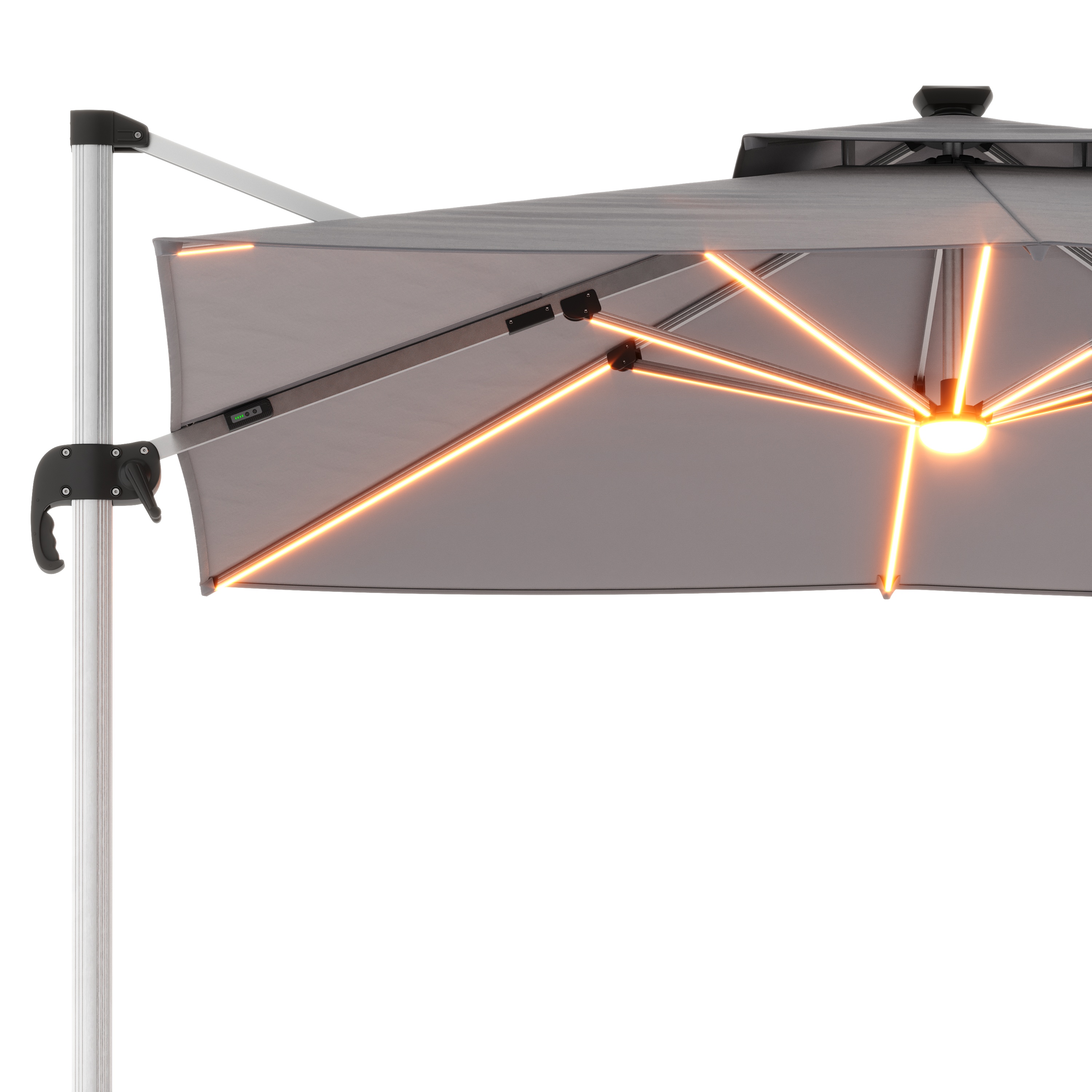 Sonnenschirm Ampelschirm SOLARIS mit LED 300 cm anthrazit