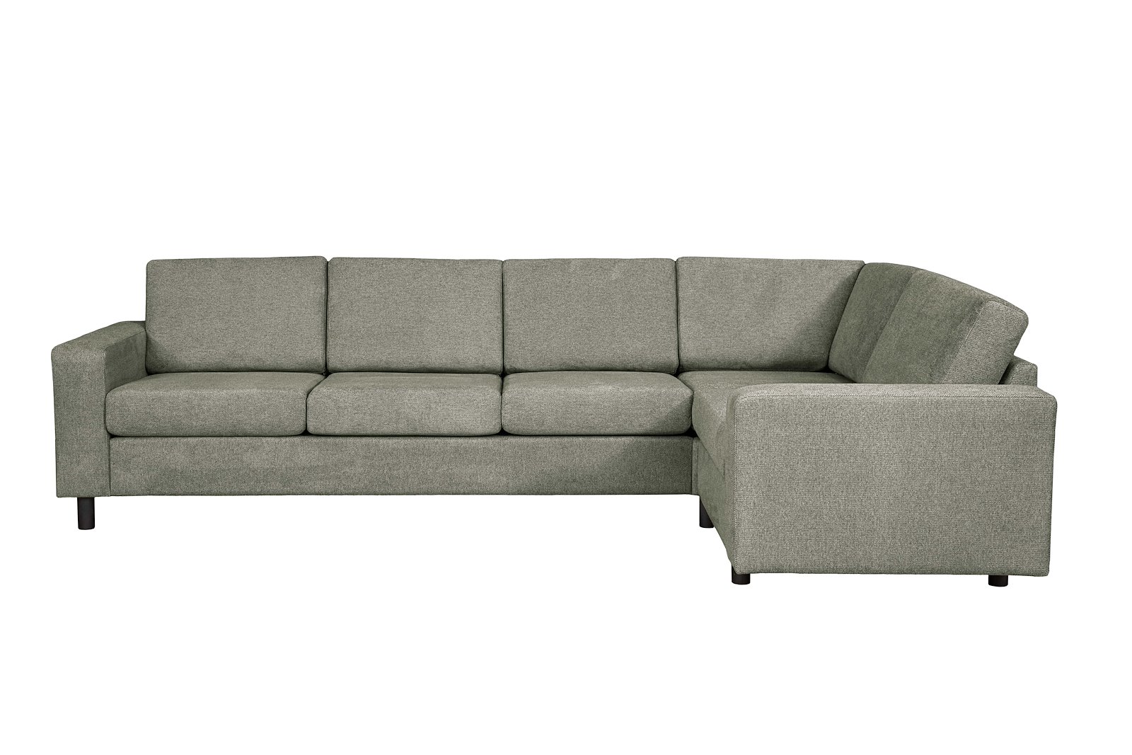 Square hjørnesofa 1,5/3,5- hjørnesofa.Tekstil Enter 12 Taupe med arm 4 og runde ben sort. Vendbar