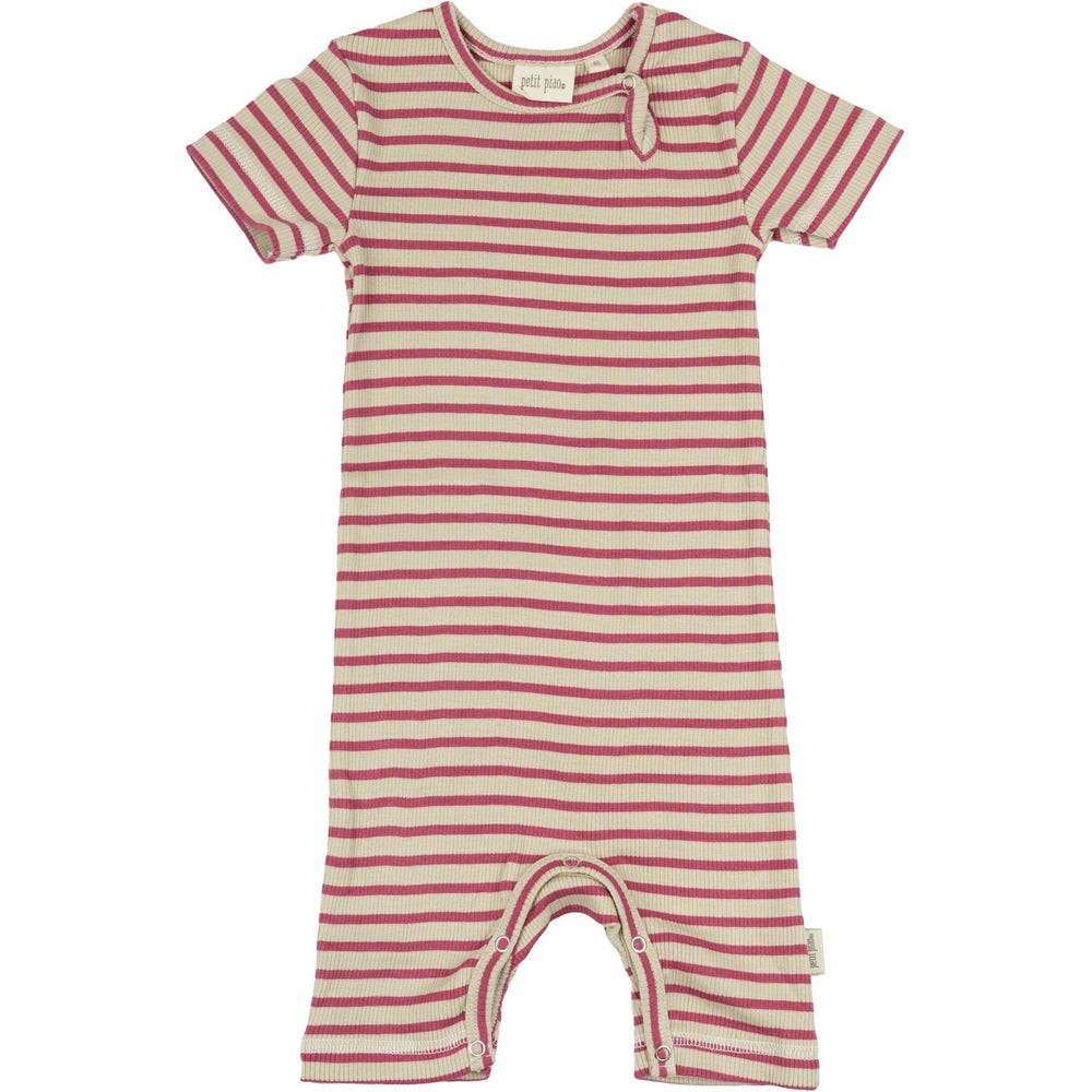 Køb Petit Piao Light Berry/Dark Off White Sommerdragt S/S Modal Striped