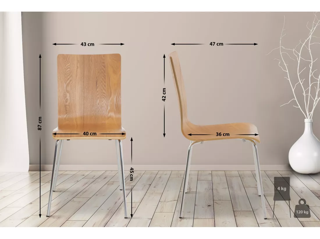 Lot de 4 Chaise de conférence - Bois & Antique - Chêne - PEPE