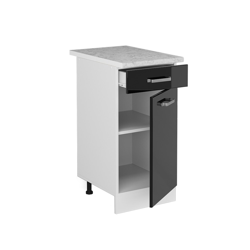 Vicco Schubunterschrank Küchenschrank R-Line Solid Weiß Schwarz 40 cm modern Arbeitsplatte