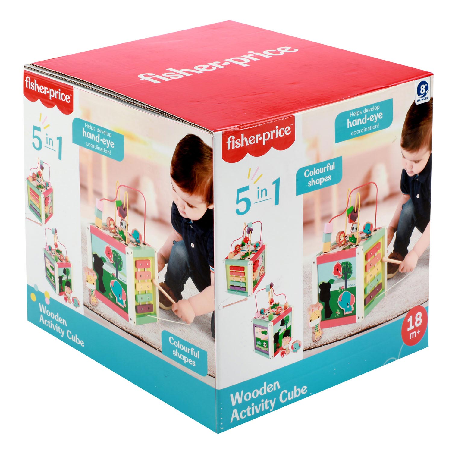 Fisher-Price - Holz-Aktivitätswürfel 5in1 Spielzeug Würfel ab 18 Monaten