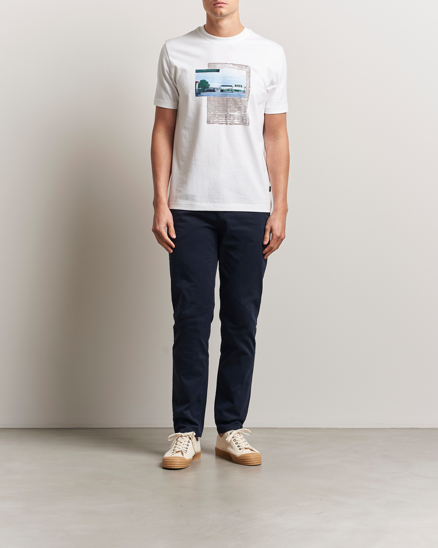 BOSS ORANGE Tapered Fit Cotton Chinos Dark Blue