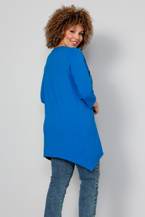 Longshirt, Pailletten-Schriftzug, Zipfelsaum