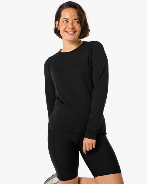 t-shirt de sport femme sans coutures noir