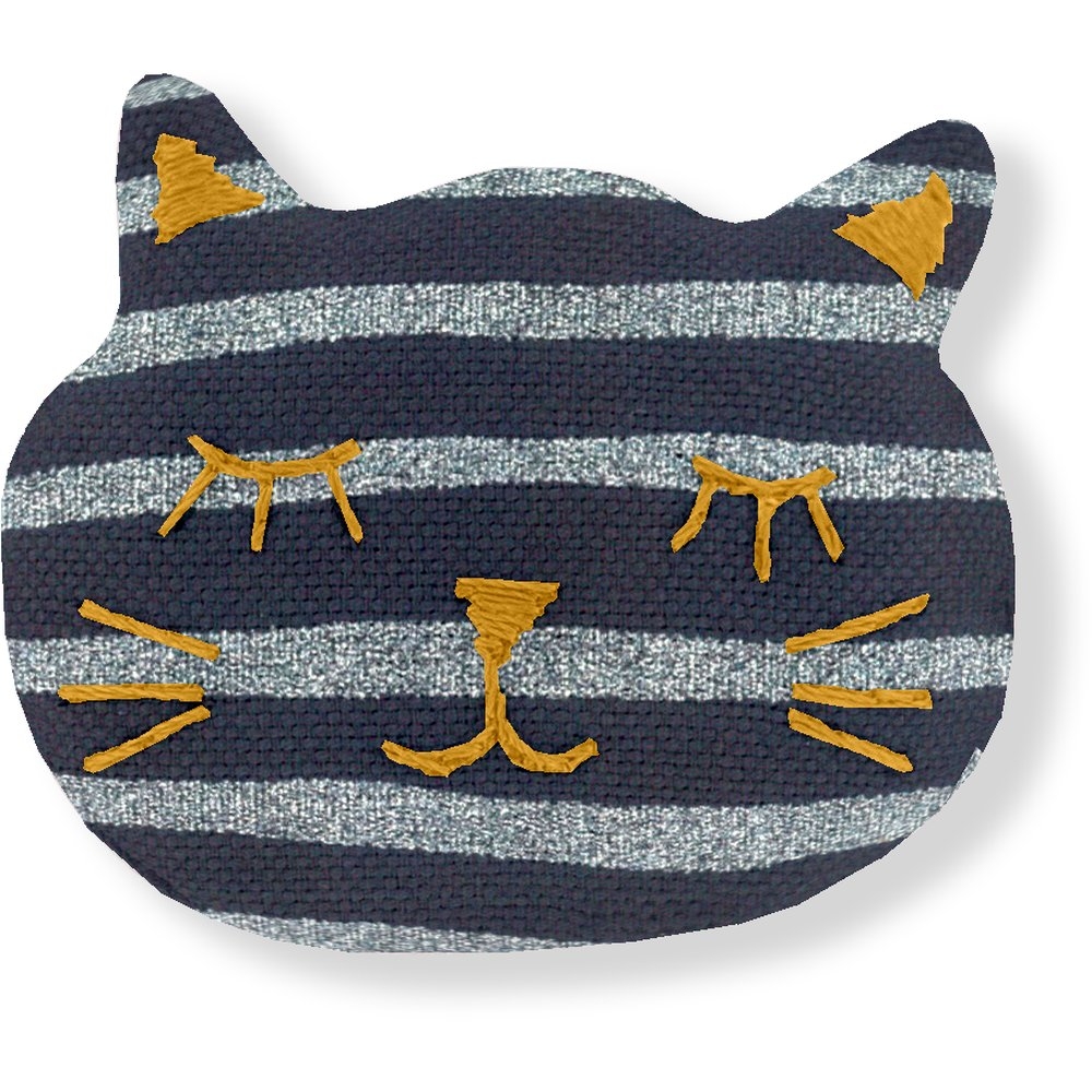 Barrette Miaou Rayé Argent Marine