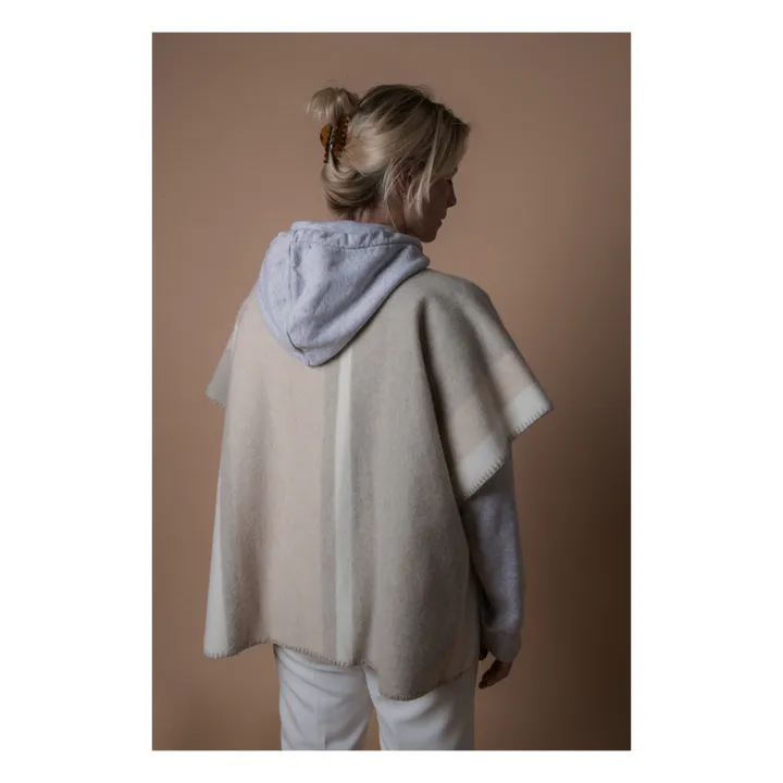 La Méricaine Poncho Long Mothearl Laine Recyclée | Beige