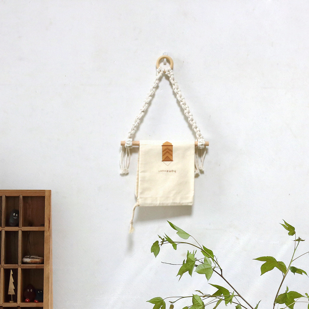 Makramee Toiletten Papier Wandhalterung Hygge Lifestyle Klopapier Haken Geknüpftes Boho Accessoire - Weiss