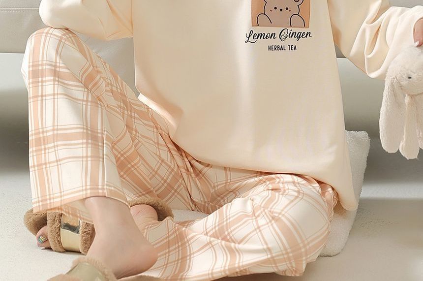Jeony - Loungewearset: top met lange mouwen en broek met dierenprint