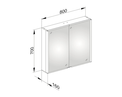 KEUCO Royal Match spiegelkast 80 x 16 x 70 cm zilver 2-deurs LED IP 20