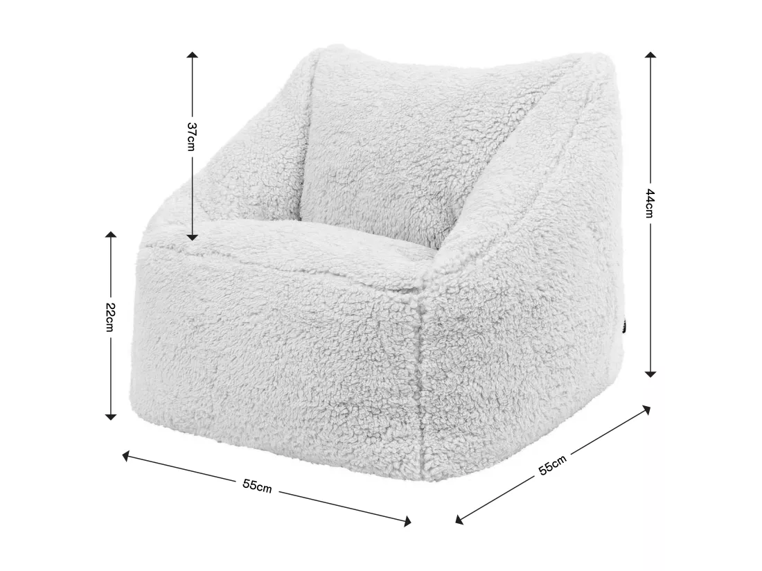 Pouf fauteuil enfant en polaire sherpa gris clair
