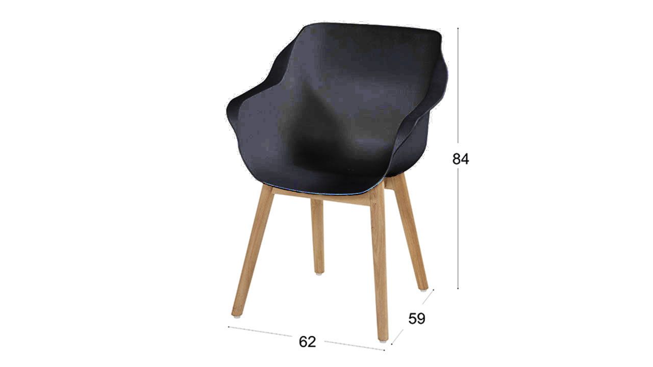 Tuinstoel Carbon Black 11.688.408 Sophie Teak B62 x D59 x H84 cm