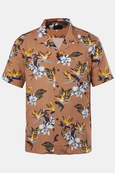 Hemd, Halbarm, Alloverprint, Cuba-Kragen, Cuba-Fit, bis 8 XL