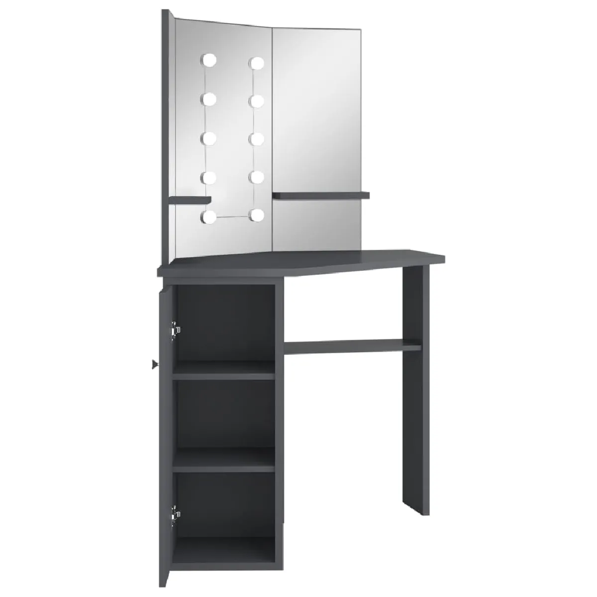 Coiffeuse d'angle Helloshop26 avec LED - 111 x 54 x 141,5 cm