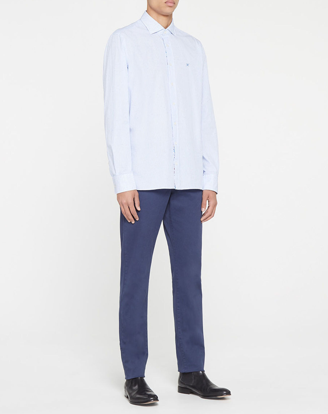Hackett London Chemise Slim Fit à rayures bleu ciel/blanc